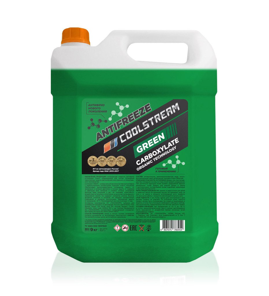 Антифриз COOL STREAM GREEN 9 КГ, КАНИСТРА, GREEN, CS-010913-GR COOL STREAM, CS010913GR